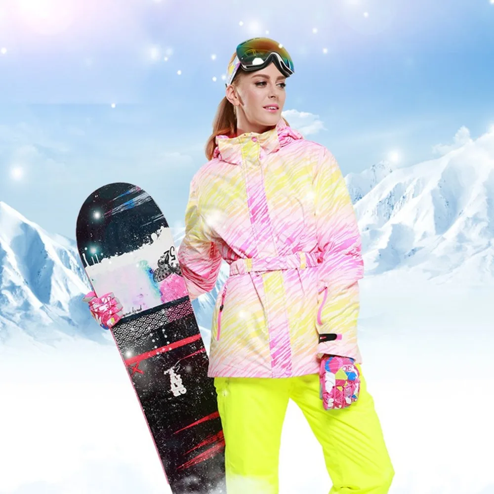 

phibee Woman Ski Suit Waterproof Pants+Jacket Set Winter Sports Thickened Clothes Adult's Ski Suits