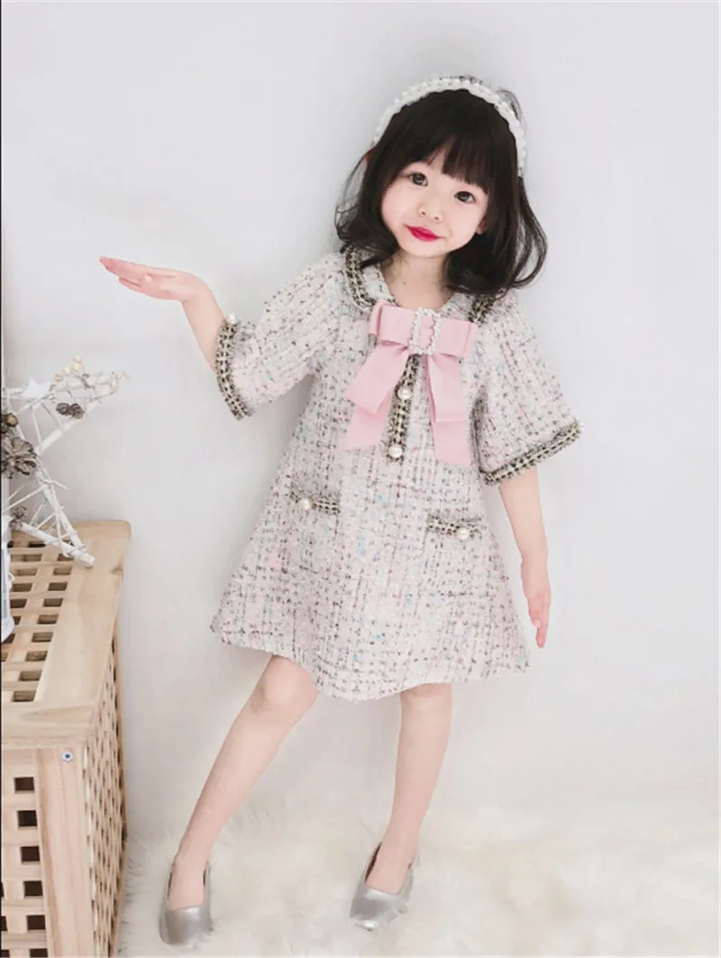 

Girls White&Black Dress For Girls Beading Formal Dresses Party Princess Dress Costume for Flower Children A-line Dress Clothing