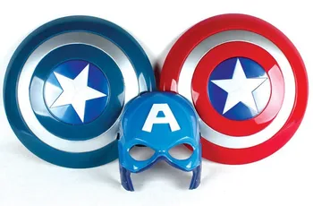 

[Funny] The Avengers 2 America Captain 32CM luminous light Sound Shield + Mask imitate Cosplay property Toy kids costume party
