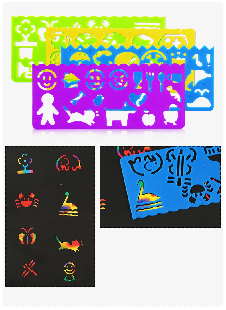 Papel com Graffiti Folhas Faça Você Mesmo Scratch Card Crianças Conjuntos Criativos 32k 16k a4 Arco-íris Riscando Arte Pintura Estêncil Desenho Brinquedo 50 13 Cheap Brinquedos p desenhar