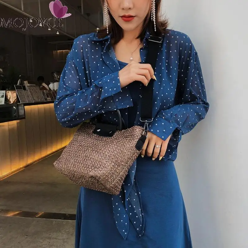 Женские Модные соломенные сумки через плечо, женские сумки через плечо, женские повседневные летние большие сумки через плечо с короткими ручками