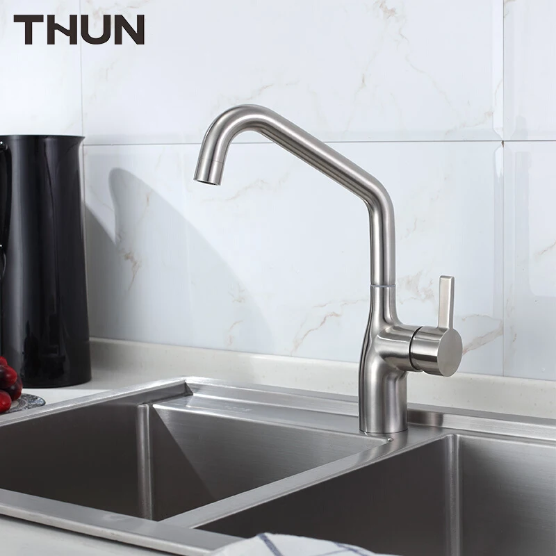 THUN современный стиль 304 нержавеющая сталь кухонный кран смеситель для горячей и
