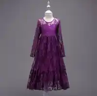 Wholesale Teenage Girl Dresses Lace Long Sleeve Princess Dress For Party Wedding Evening Children Clothing 4-15T E602