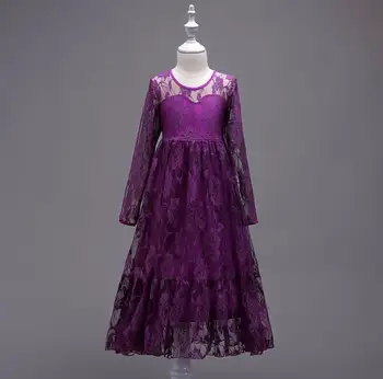

Wholesale Teenage Girl Dresses Lace Long Sleeve Princess Dress For Party Wedding Evening Children Clothing 4-15T E602