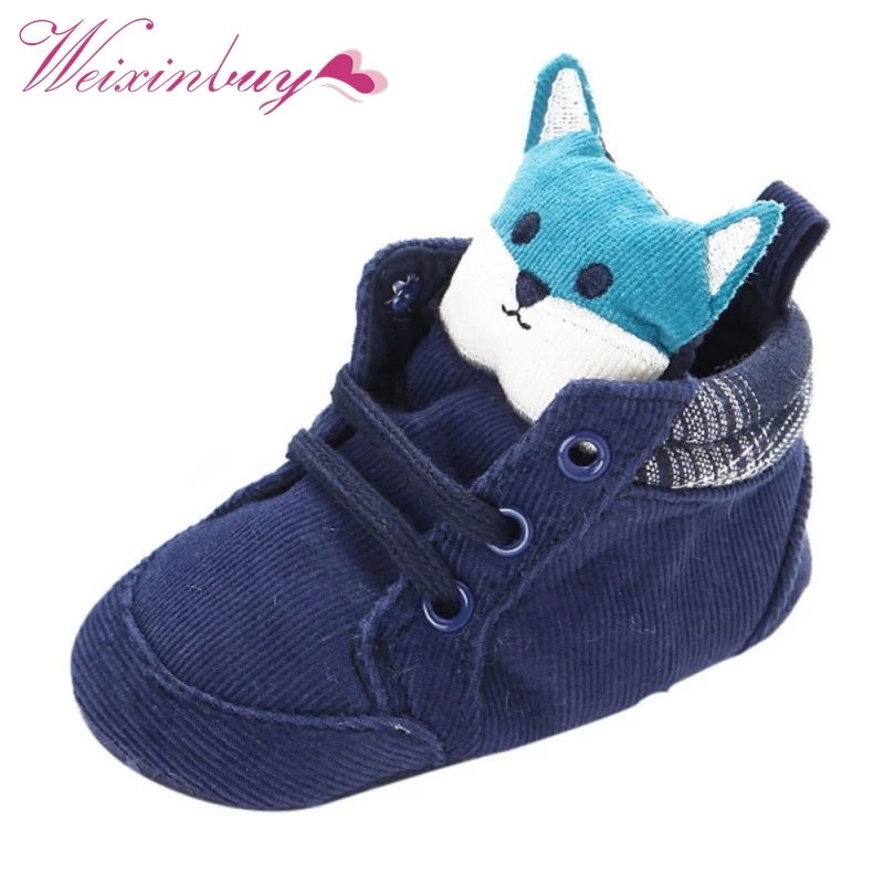 1 Pair Autumn Baby Shoes Kid Boy Girl Fox Head Lace Cotton Cloth First Walker Anti-slip Soft Sole Toddler Sneaker HOT