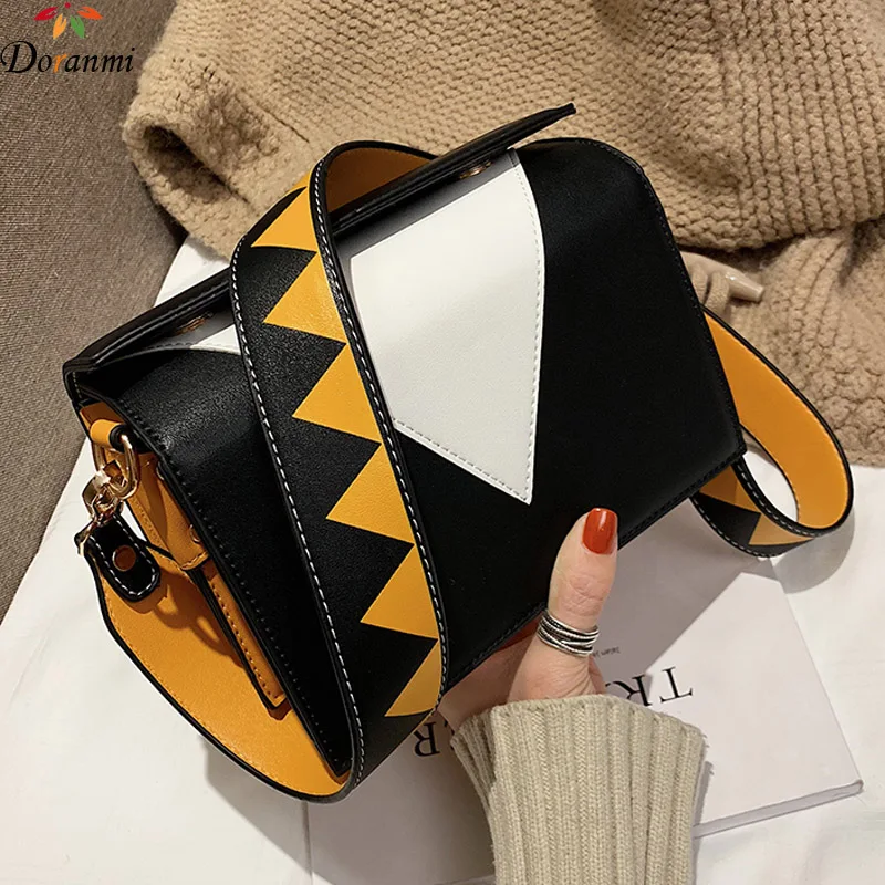 DORANMI Patchwork Flap Bags For Women 2019 Fashion Leather Shoulder Bag