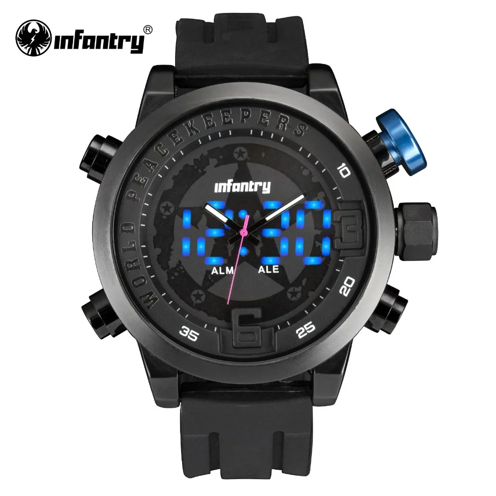 

INFANTRY Military Watch Men LED Digital Quartz Mens Watches Top Brand Luxury Big Aviator Army Black Silicone Relogio Masculino