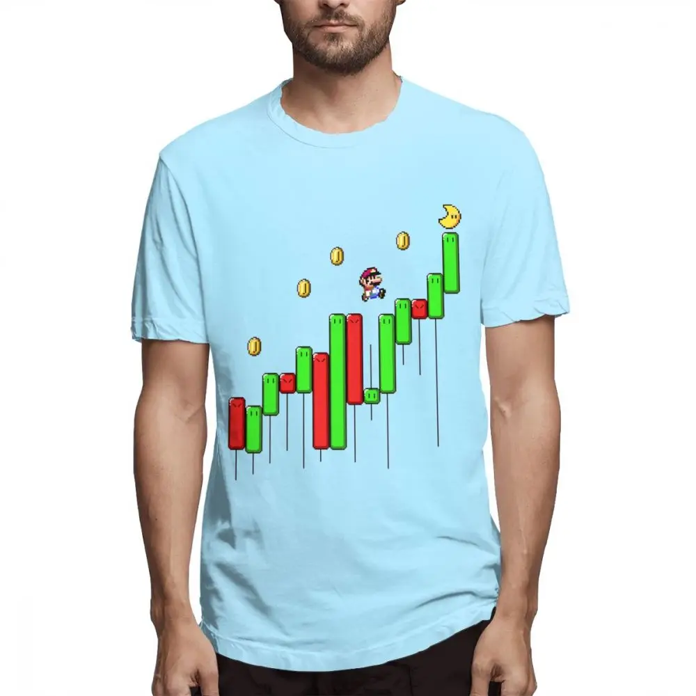 Забавная футболка с Супер Марио, форексом, валютным трейдером, инвесторами, летняя мужская футболка из хлопка - Цвет: Небесно-голубой