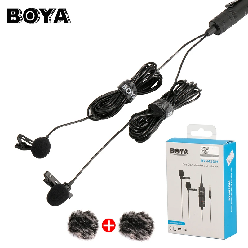 

BOYA BY-M1DM Dualhead Lavalier Microphone BY-M1 Microfone Omnidirectional Clip-on Lapel Video Mic for iPhone Canon Nikon DSLR