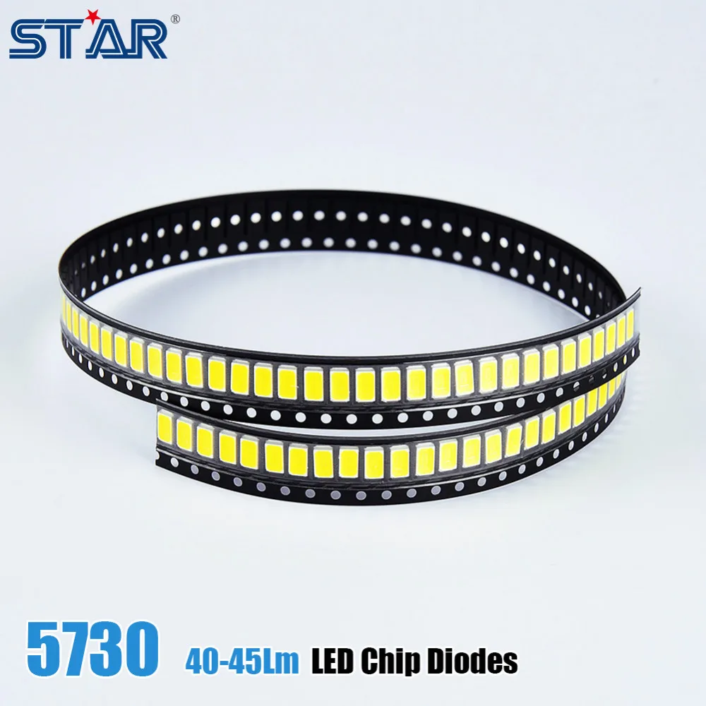 300pcs/lot SMD 5730 LED Lamp Bead Diodes 40 45lm White/Warm White SMD