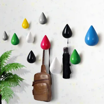 

Water Drop Wood Robe Hanging Hooks Wall Hook Bag Coat Hat Hanger Umbrella Storage Rack Key Holder Organizer Modern Home Decor