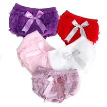 Детские хлопковые шифоновые шаровары с оборками, милый детский подгузник, шорты с бантиком для новорожденных, летняя одежда принцессы для маленьких девочек, шорты