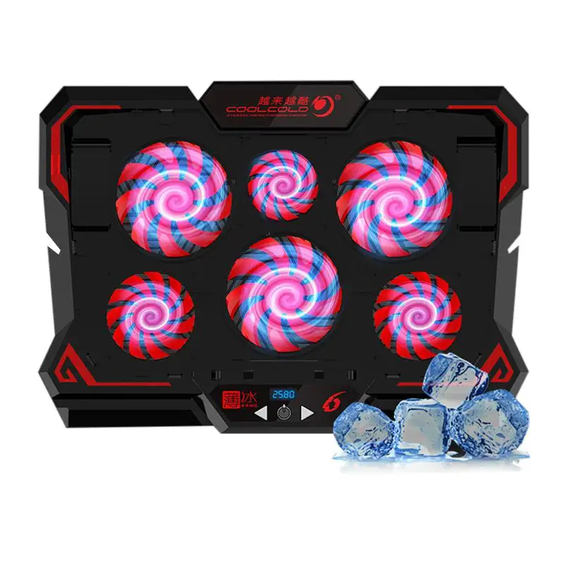 

12-17inch Gaming Laptop Cooler 6 Fans Led Screen Button Two USB Port Laptop Cooling Pad Notebook Stand for Laptop
