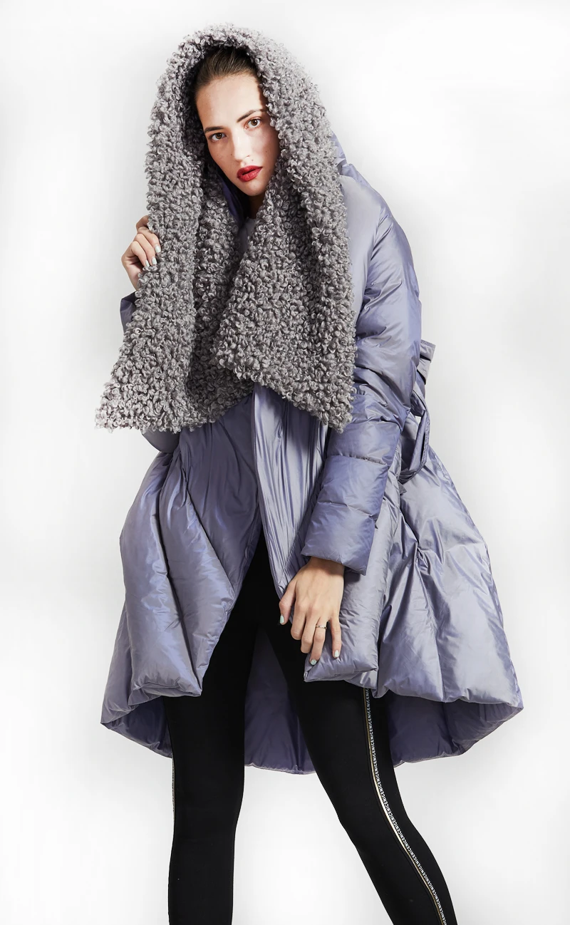 Зимнее пальто в британском стиле хорошего качества из 95% натурального утиного пуха, Женское пальто с имитацией овечьей шерсти, длинное плотное теплое пуховое пальто с мехом wq401