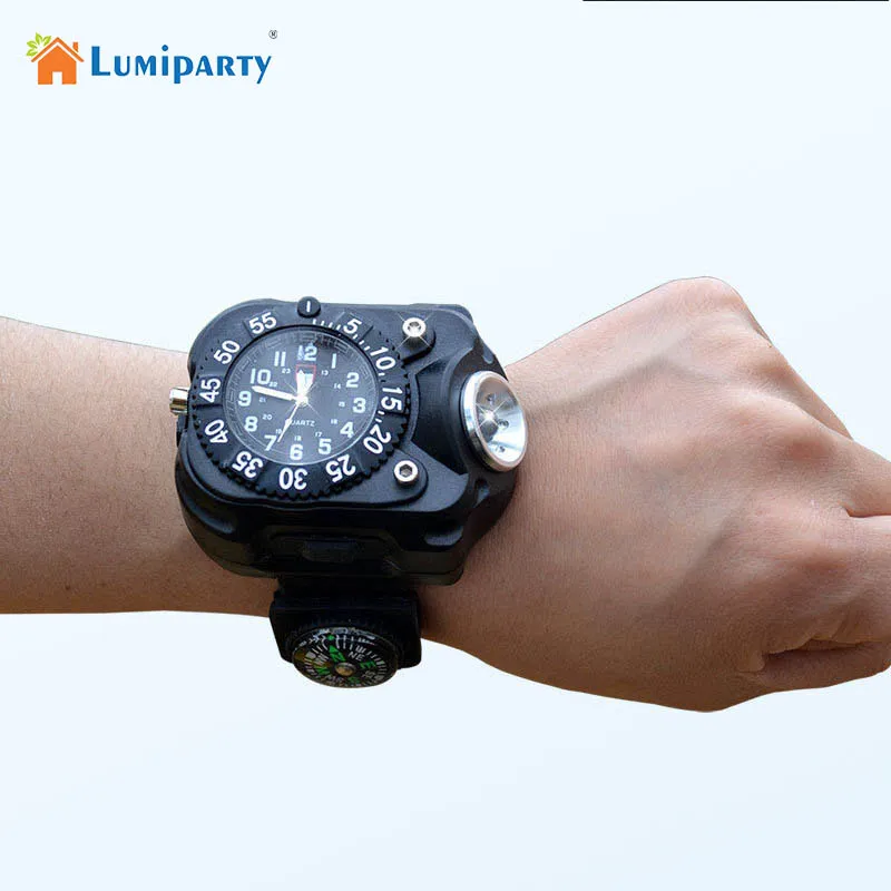 Lumiparty 3in1 Super Bright LED Watch Flashlight Torch lights Compass