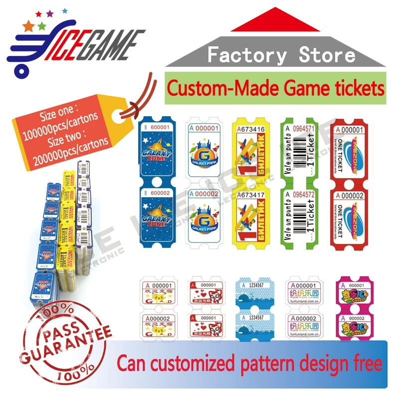 game center 180gs lottery ticket long or short ticket can printing number custom printed tickets arcade game machine redemption accessories aliexpress