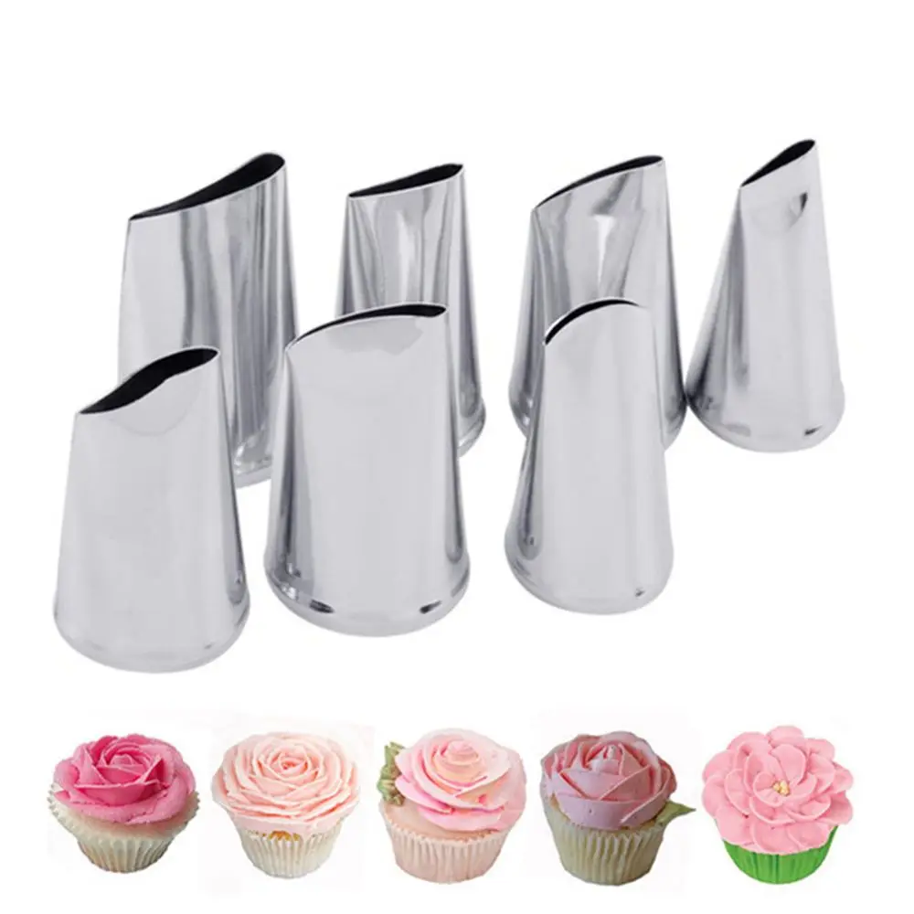 

7pcs/set Cake Decorating Tips Set Cream Icing Piping Sugarcraft Rose Tulip Nozzle Pastry Tools Fondant Cake Decorating Tool