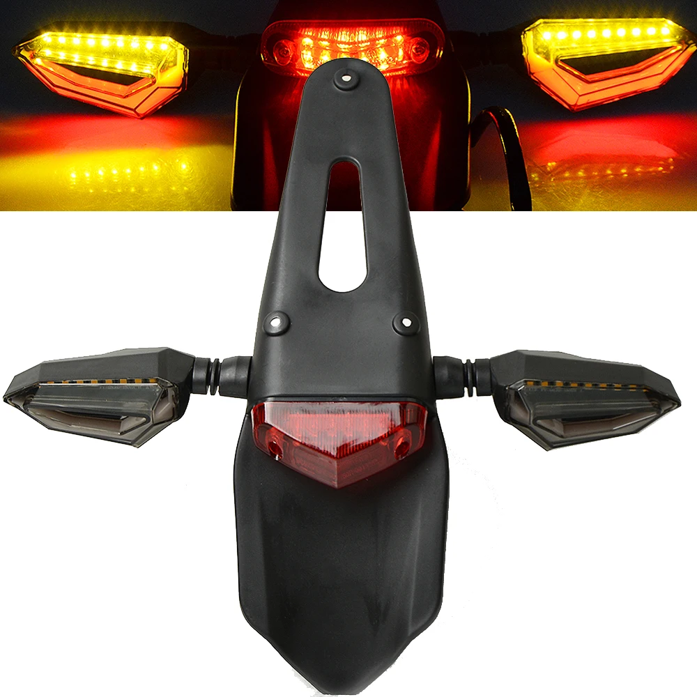 

Motorcycle LED Brake Tail light Rear Fender Back Splash Guard Turn Signal Flasher Lights Amber Lamp FOR YZ450FX CRF230F CRF450R