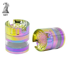 SY ледяной синий цвет цинковый сплав, измельчитель табака держатель паза дизайн прозрачное окно четыре части 63 мм травы табака специй шлифовальные станки