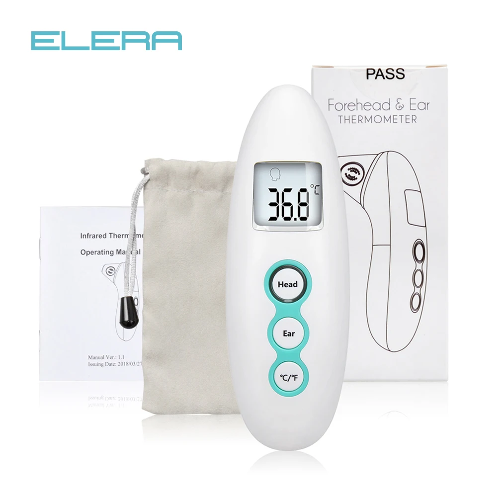 

ELERA Digital Infrared Forehead and Ear Thermometer for Baby Kids and Adults Fever Alarm Non-Contact LCD Termometro Health Care