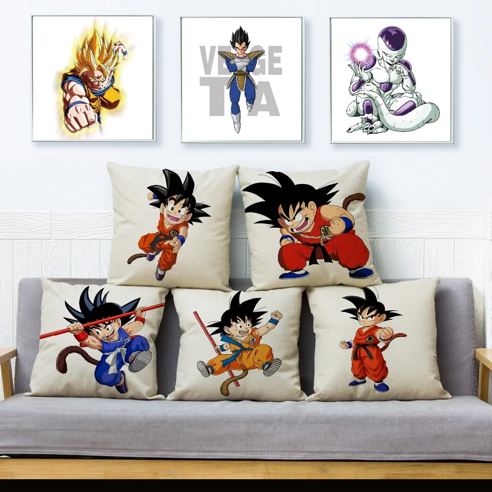 

Japan Anime Dragon Ball Son Goku Print Throw Pillow Cover 45*45cm Textile Cushion Cover Linen Decor Pillow Case for Sofa Home