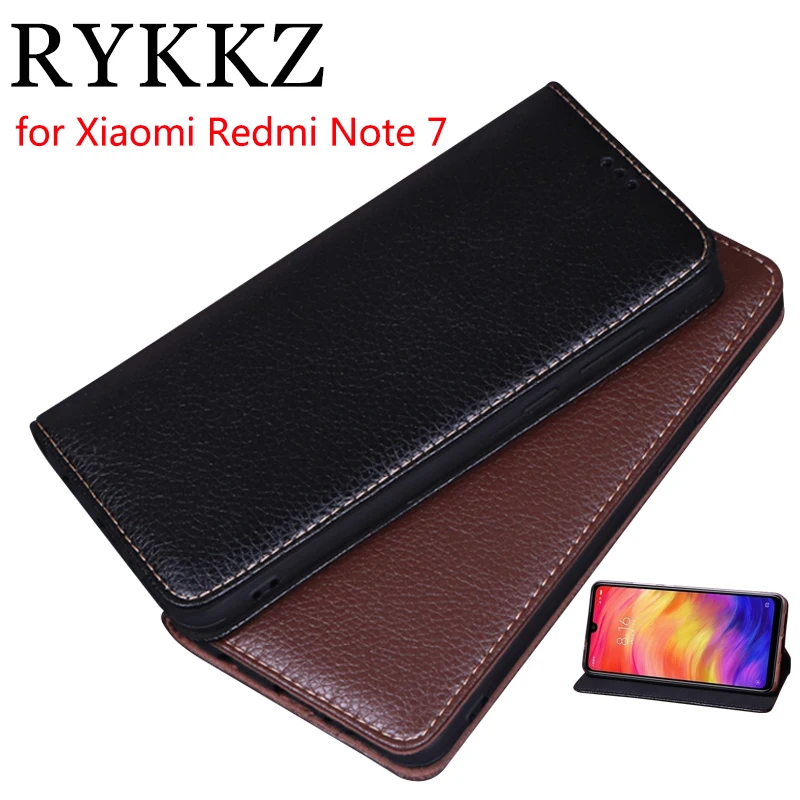 Роскошный кожаный чехол-книжка RYKKZ для Xiaomi Redmi Note 7 6 3 дюйма чехол-подставка