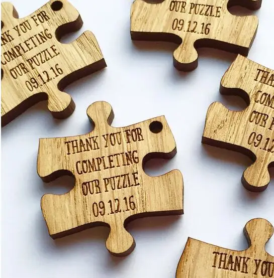 Personalized Puzzle Pieces Wooden Rustic Wedding New Year Gift Personalized Puzzle Pieces Wooden Rustic Wedding New Year Gift Favor Tags Labels Party Bridal Shower Decor