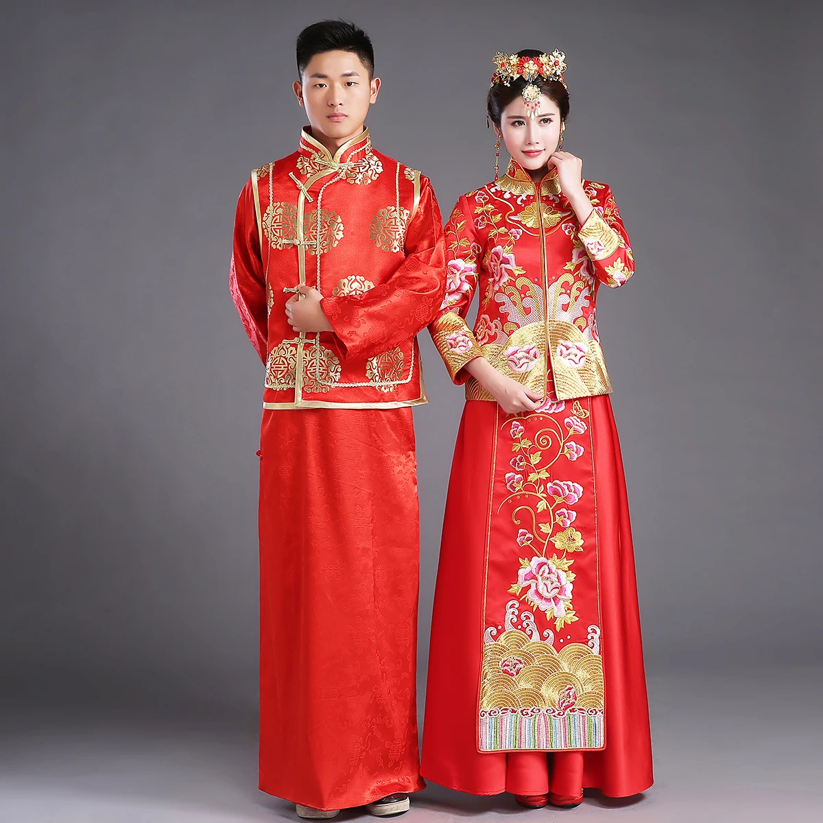 Gaya tradisional cina pakaian Pengantin pratensis gaun 