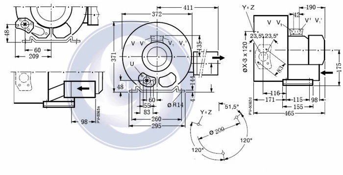 EXW 2RB520-7HH46 3KW/3.45kw 4HP высокого давления/ЧПУ маршрутизатор вакуумный насос/промышленный вентилятор/рыбохозяйственные вентиляторы/компрессор