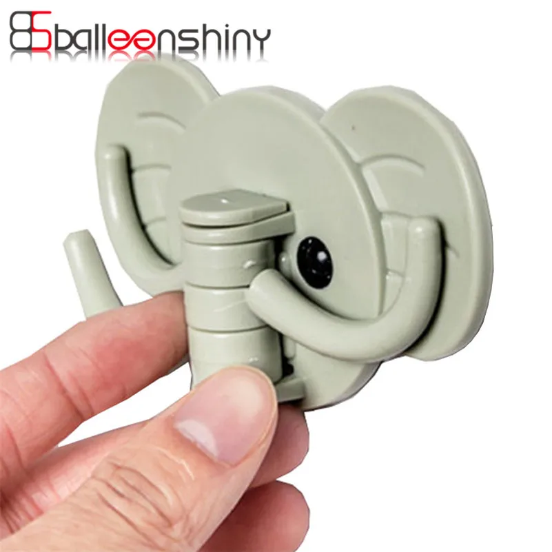 Balleenshiny لطيف الفيل القوي لزجة السنانير الرئيسية المنظم حامل شماعات تخزين الرف ديكور الحمام اكسسوارات المطبخ