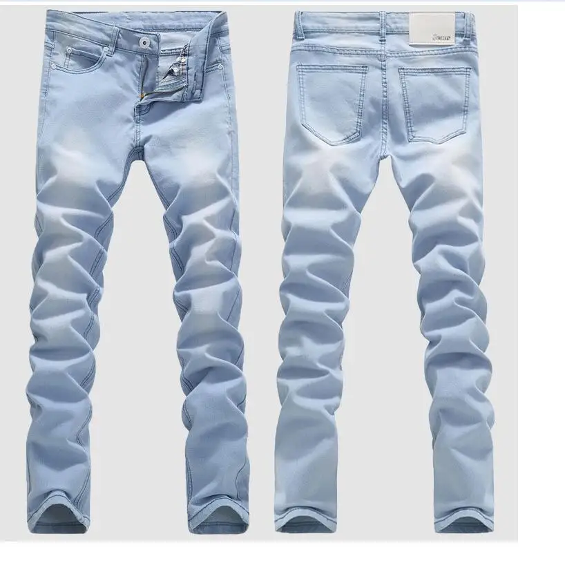Good Quality Light Blue Skinny Jeans Men Spring Summer Slim Fit Denim Jeans Men Cotton Stretch Denim Pants Cowboy Trousers Good Quality Light Blue Skinny Jeans Men Spring Summer Slim Fit Denim Jeans Men Cotton Stretch Denim Pants Cowboy Trousers