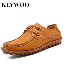KLYWOO Brand Fashion Breathable Men Casual Shoes Soft Genuine Leather Men Flats Shoes Moccasin Driving Shoes Men Loafers
