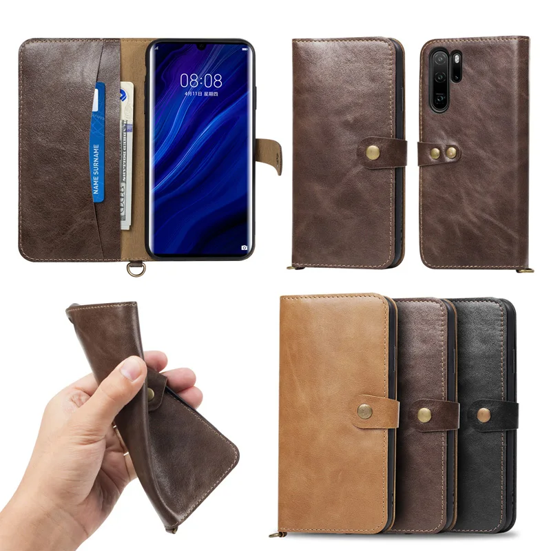 

Vintage Genuine Leather Flip Phone Case For Huawei mate 10pro 20pro P20 P20pro P30 P30pro P30lite Super Luxury Wallet Cover bags