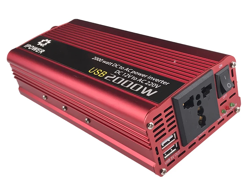 Профессиональный 2000W автомобильный инвертор DC 12V к AC 220V-240V Инвертор питания