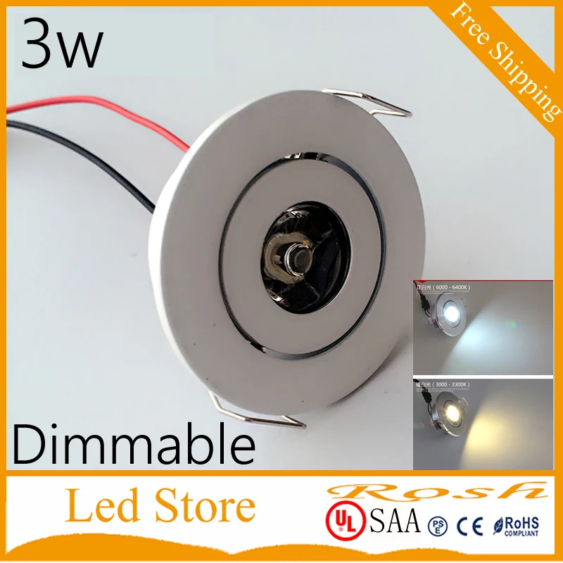 New mini 3w Led Recessed Down Lights dimmable led ceiling lights AC90