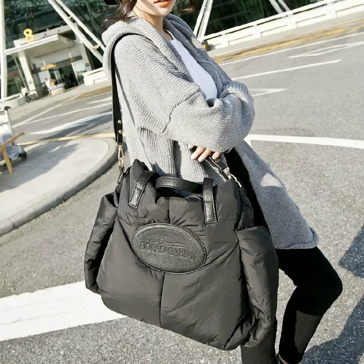 Winter Women's Handbag Fashion Down Jacket Bag Soft Space Cotton Bags Ladies Cotton Padded