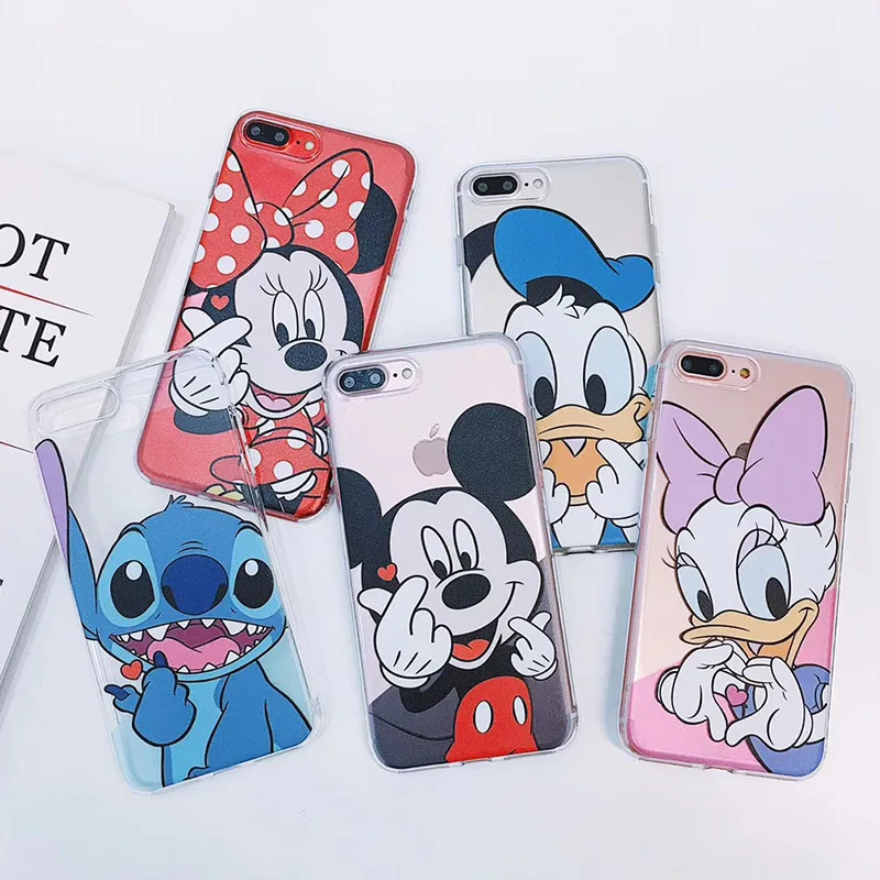 

Cartoon Lovely Heart Minnie Phone Case For iphone 6 6s 7 8 Plus 7plus Transparent Soft TPU Case For iphone XS Max XR X Back Case