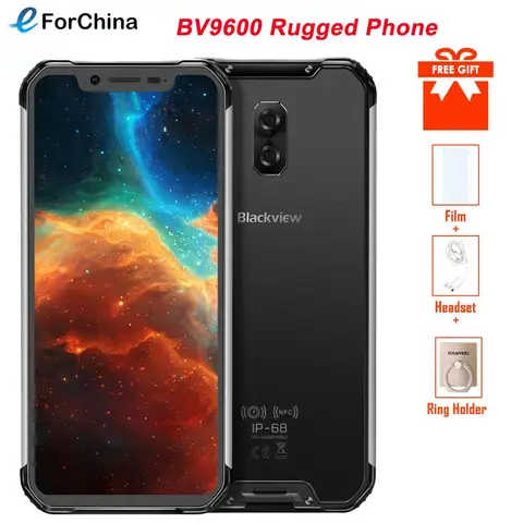 Blackview BV9600 Rugged IP68 Waterproof 4GB 64GB Mobile Phone Helio P70 Android 9 0 Smartphone 6 21  19 9 FHD AMOLED NFC 5580mAh