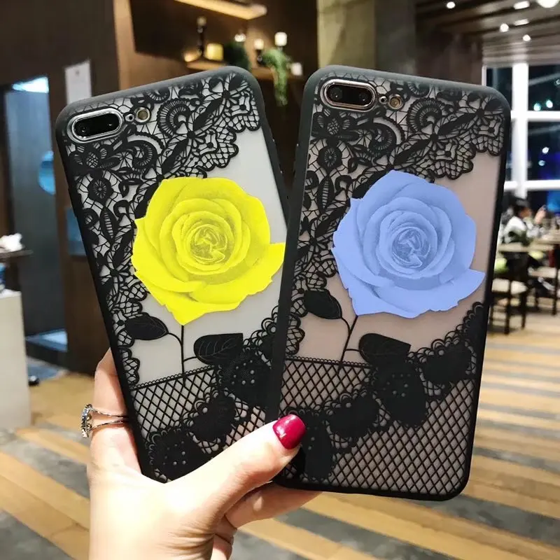 Floral Phone Case For iPhone 6s 7 Retro Girly Soft Silicon Cover 6 S Cases 8Plus protective cover |