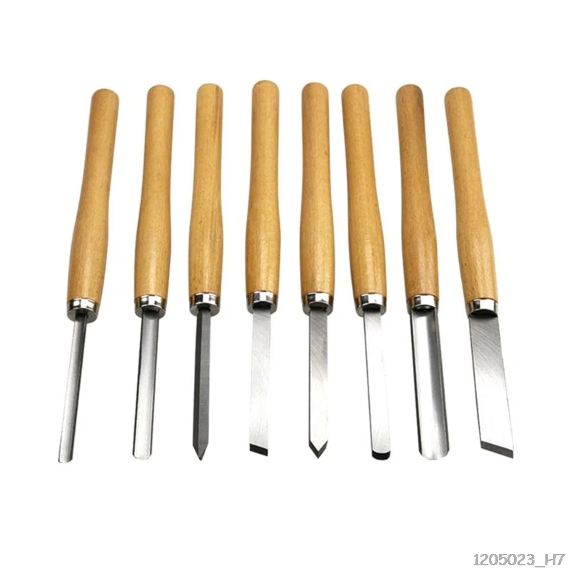 8PCs Wood Carving Knife Lathe Chisel Set Turning Tools Woodworking Gouge Skew Parting Spear