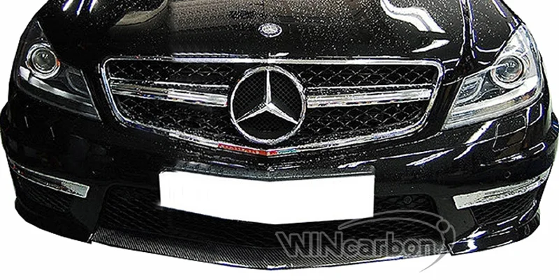 Реальные углеродного волокна Малый передний спойлер Для aftermarket BENZ W204 F/L C63 бампер