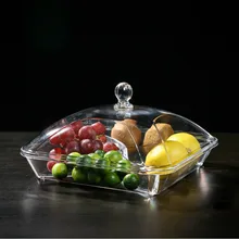 Современная гостиная с крышкой четырехкомпонентная Фруктовая тарелка прозрачная пластиковая витрина для еды, поднос снек сухофрукты коробка ZP3161919