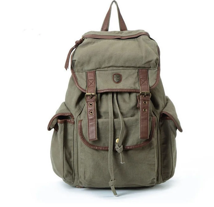 Retro Women Canvas Leather Backpack Rucksack Schoolbag Casual Bookbag