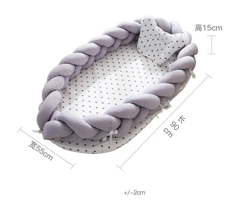  Portable Cotton Baby Bed Nest With Pillow Knot Long Handmade Knotted Braid Baby Bed Crib For Childr