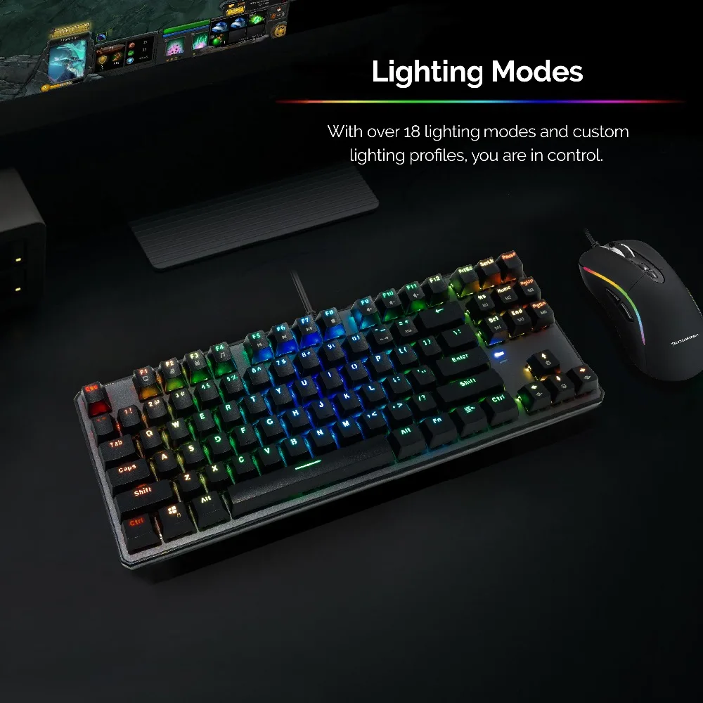 TECWARE Phantom 87 Механическая клавиатура RGB LED Outemu синий переключатель дополнительные