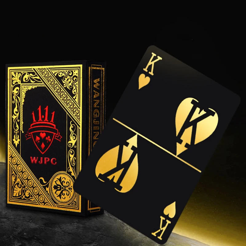 

New ISO Standards Poker Black Waterproof PVC Playing Cards Texas Poker Spade/Heart/Club/Diamond Magic Baccara Hold'em Game 54+1