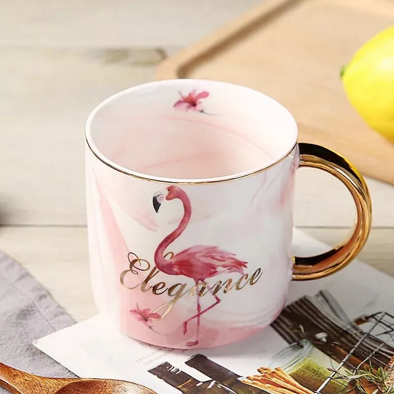 HOMIN Cute Flamingo Ceramics Coffee Mug Large Capacity 400ml Animal Mugs creative Drinkware Coffee Tea Cups Novelty Gifts milk cup26