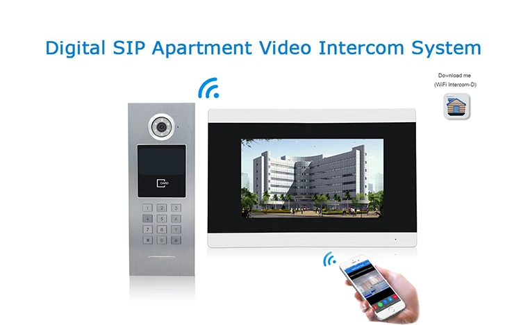 Sensível ao Toque Intercom para Edifício Sistema de Controle Tela Wifi Vídeo Porta Telefone ip Campainha Acesso Apoio Senha - Cartão ic Ios 7'wifi 2 Cheap Interfone com câmera