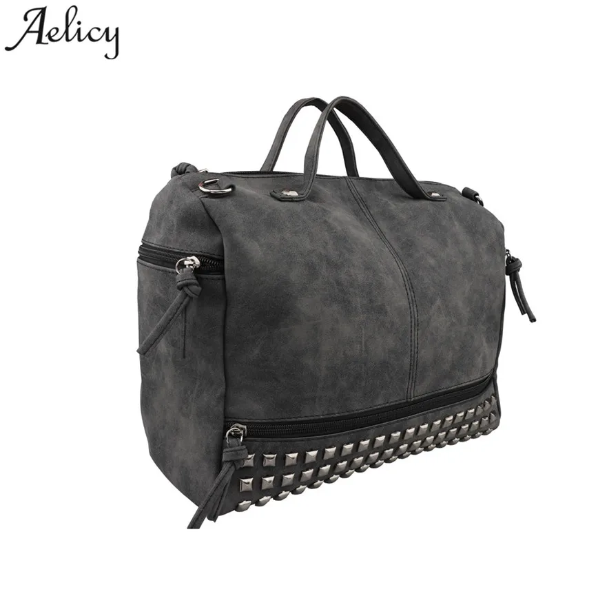 Aelicy Hangbag Women Vintage Leather Rivet Large capacity Totes Bags
