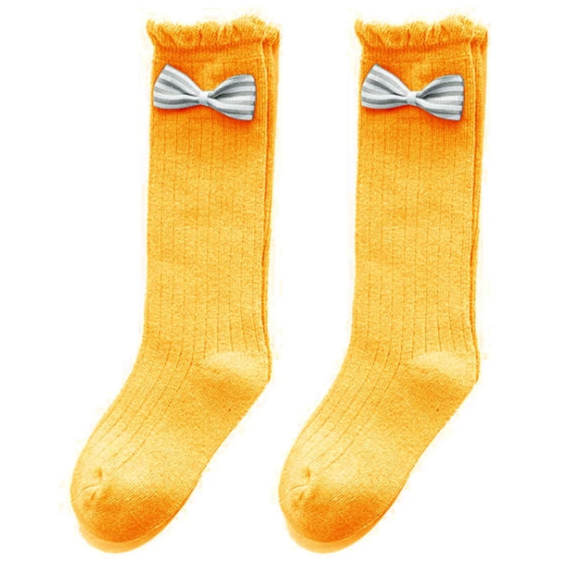 

Toddlder Baby Knee High Long Tube Socks Solid Stripe Bowknot Leg Warmer Lace New